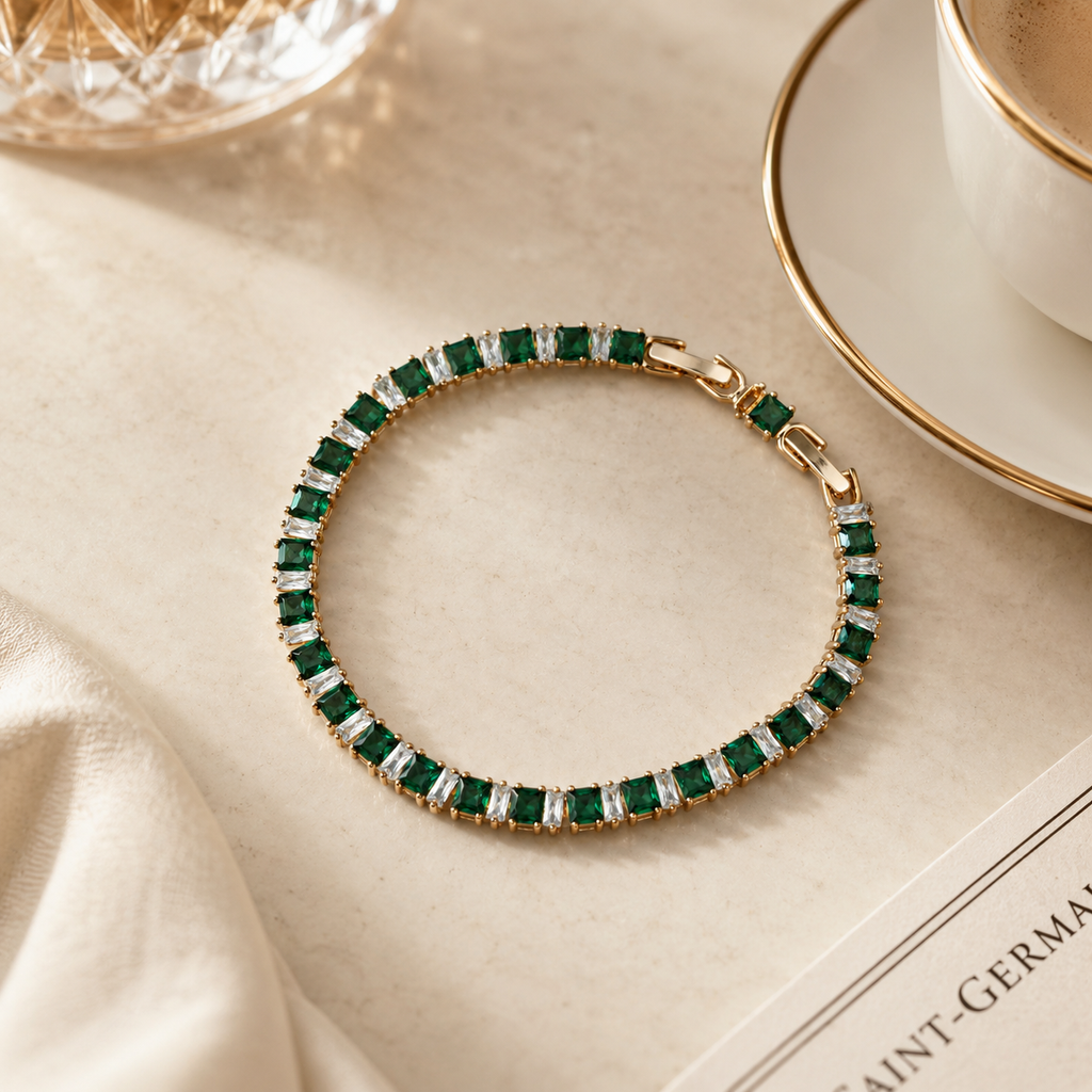 Emerald Tennis Adjustable Bracelet