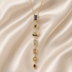 Multicolour Geometric Y-Drop Gold-Tone Necklace