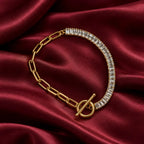 Paperclip Half Tennis Chain Bracelet
