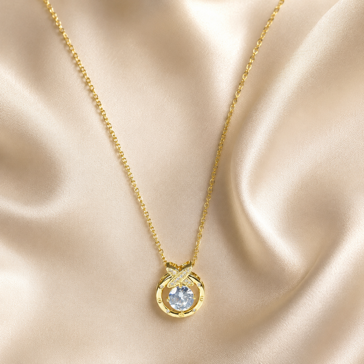 Halo Solitaire Pendant Necklace