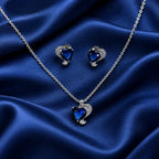 Blue Heart CZ Necklace and Earrings Set