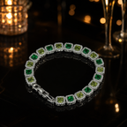 Emerald Halo Tennis Bracelet