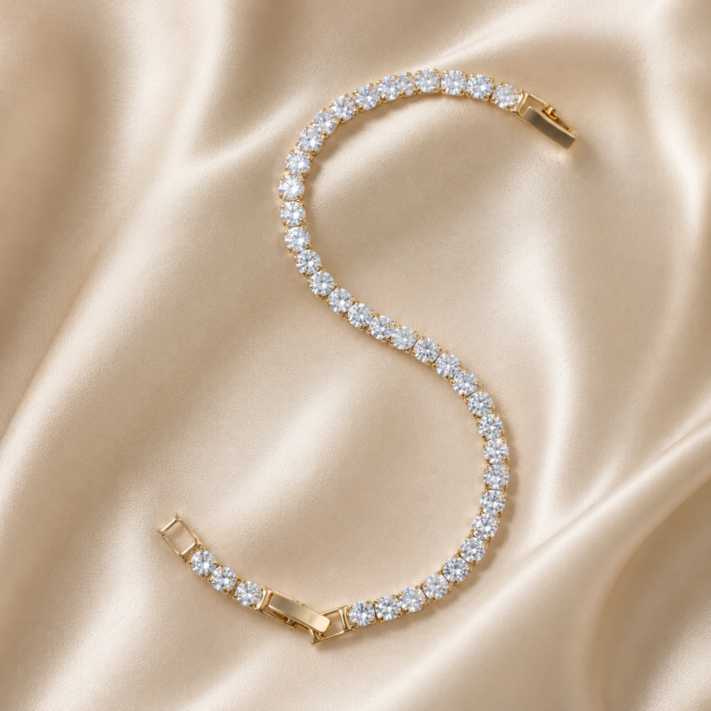Round White CZ Rose-Gold Tone Tennis Bracelet