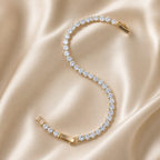Round White CZ Rose-Gold Tone Tennis Bracelet