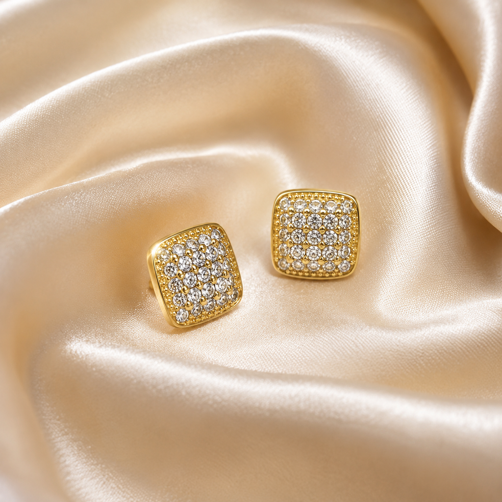 Mini Crystal Square Stud Earrings