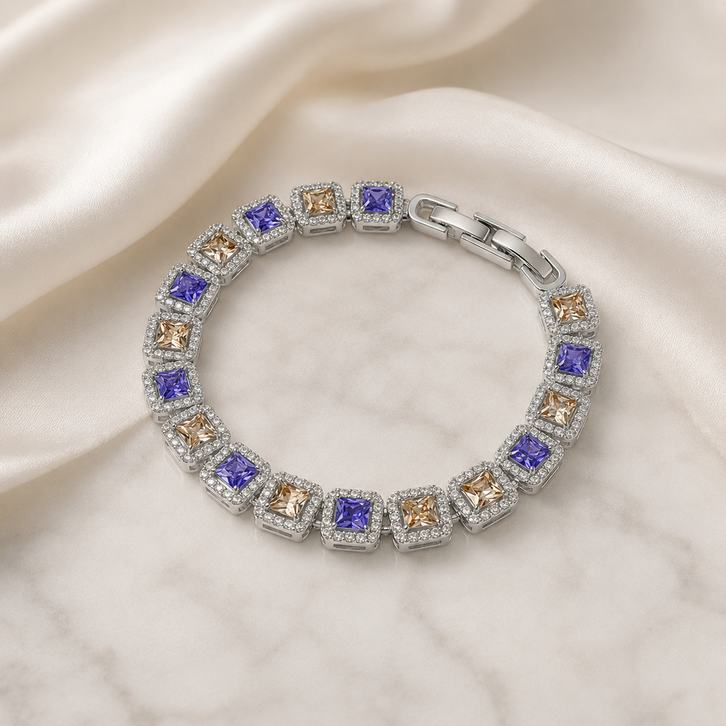 Amethyst Halo Tennis Bracelet