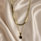 Black Onyx Snake Chain Layered Necklace