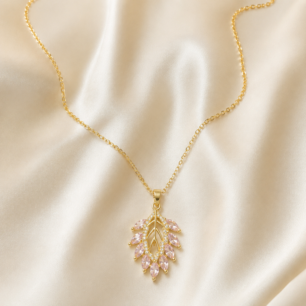 Blush Marquise Leaf Pendant Necklace