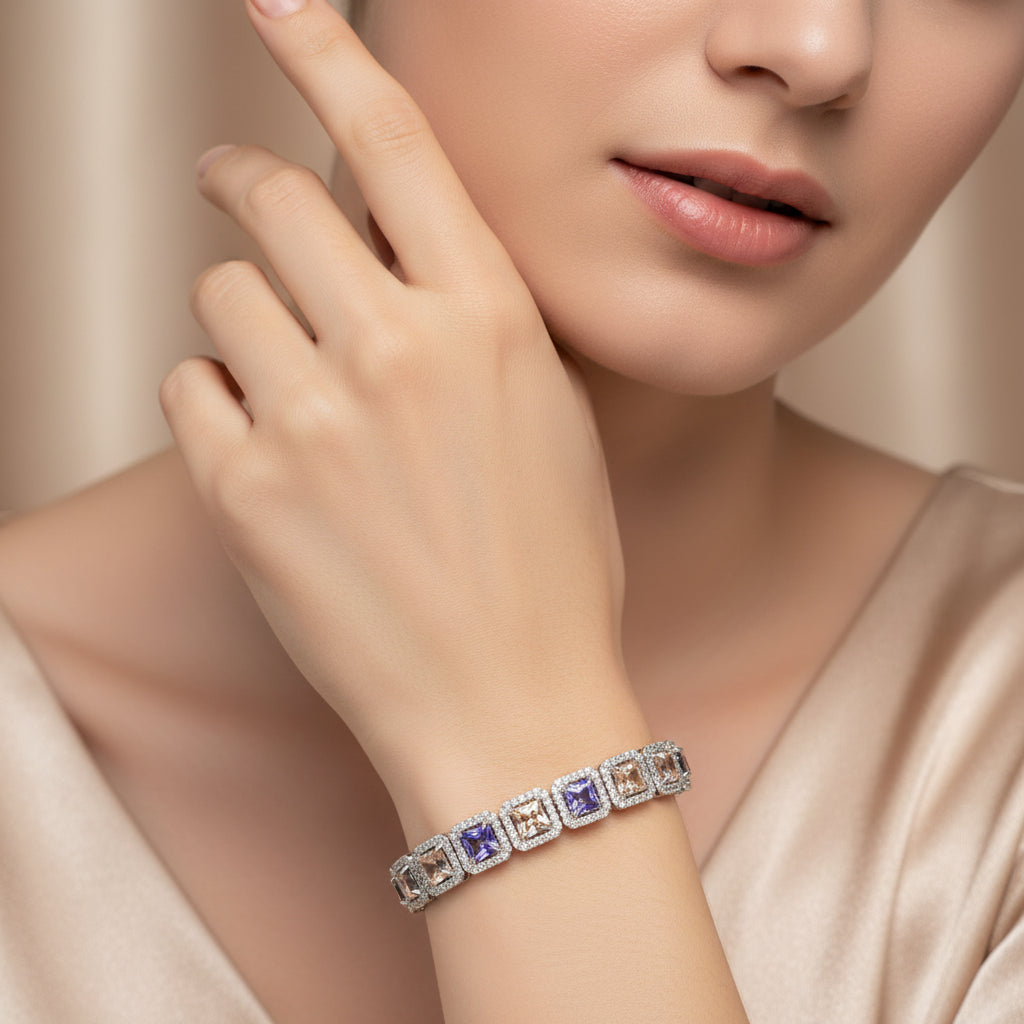Amethyst Halo Tennis Bracelet