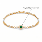 Emerald Green Halo Rose-Gold Tone Tennis Bracelet