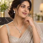 Pear-Cut Tennis Necklace & Earrings Set