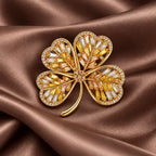 Golden Clover Baguette Brooch