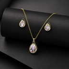 Blush Drop Necklace Earrings Set