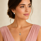 Blush Drop Necklace Earrings Set