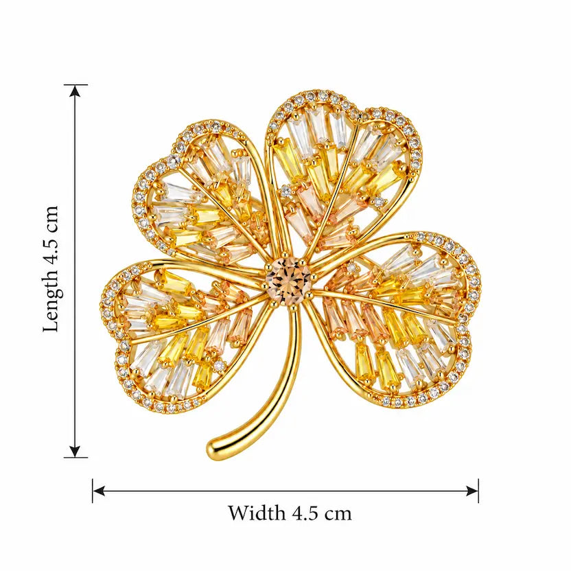 Golden Clover Baguette Brooch