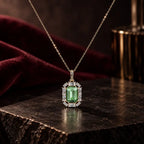 Green Swarovski Crystal Halo Pendant Necklace