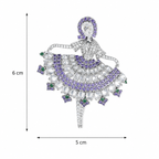 Purple Crystal Dancer Silver-Tone Statement Brooch