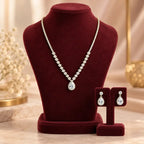 Pear-Cut Tennis Necklace & Earrings Set