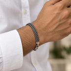 Polished Leaf-Link Men's Bracelet