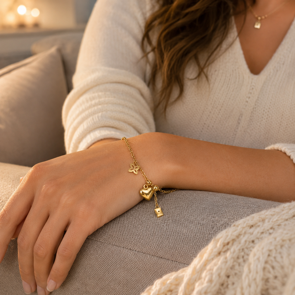 Multi Charm Story Chain Bracelet