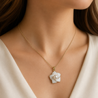 White Enamel Pearl Flower Necklace