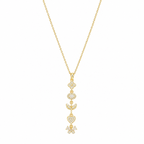Crystal Charm Drop Gold-Tone Necklace