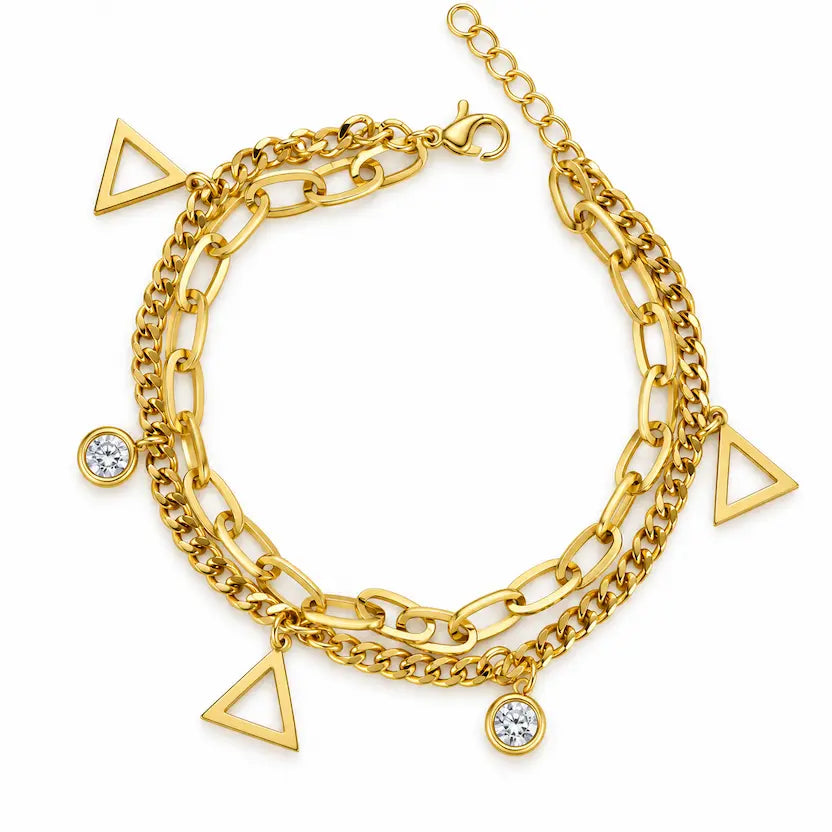 Layered Triangle Charm Bracelet