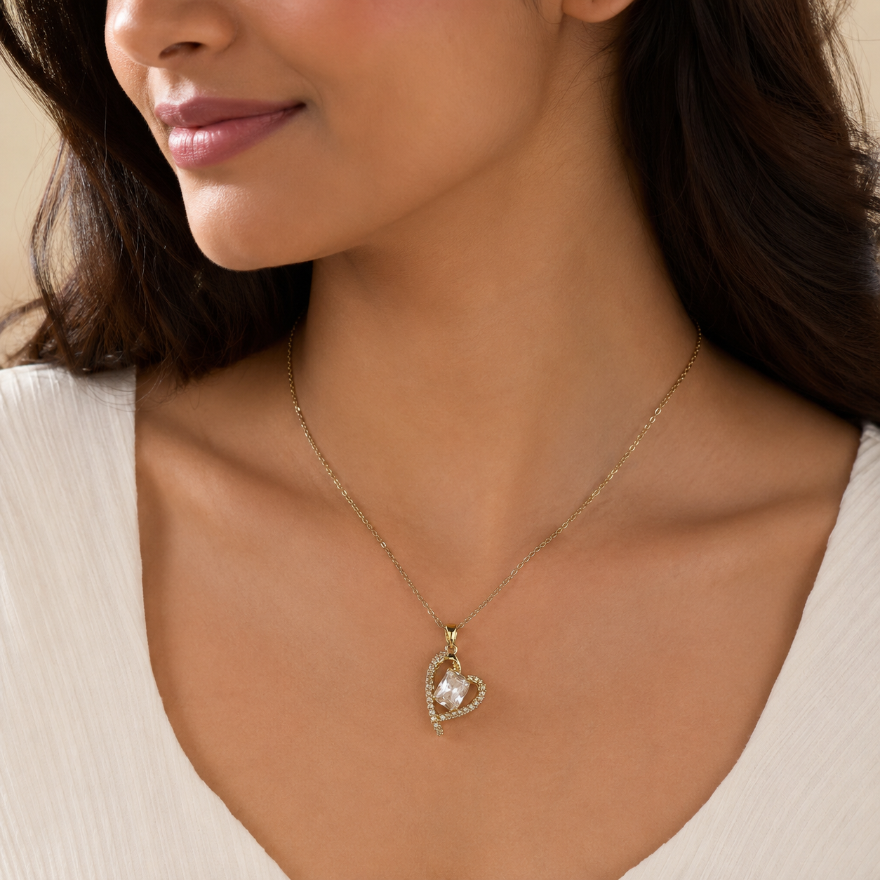 Heart Captured White Sapphire Necklace