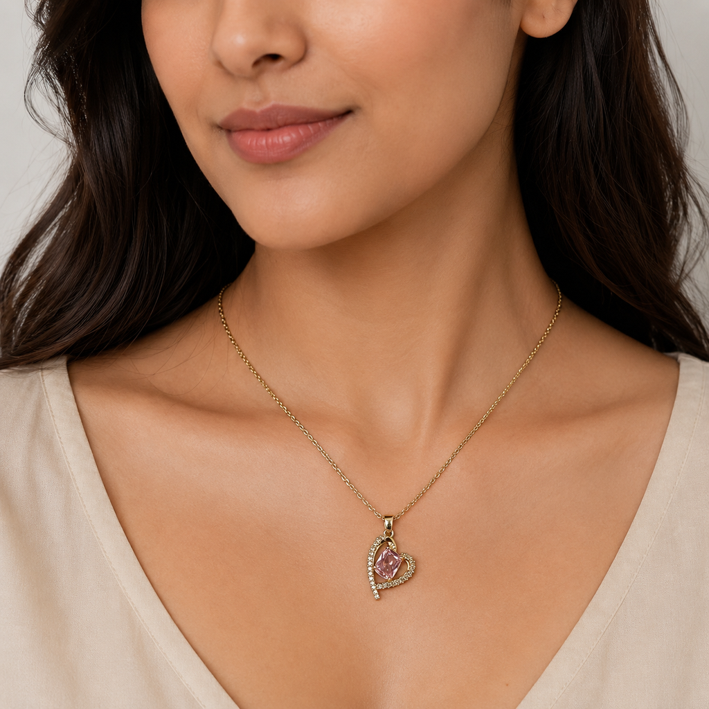 Heart Captured Rose Sapphire Necklace