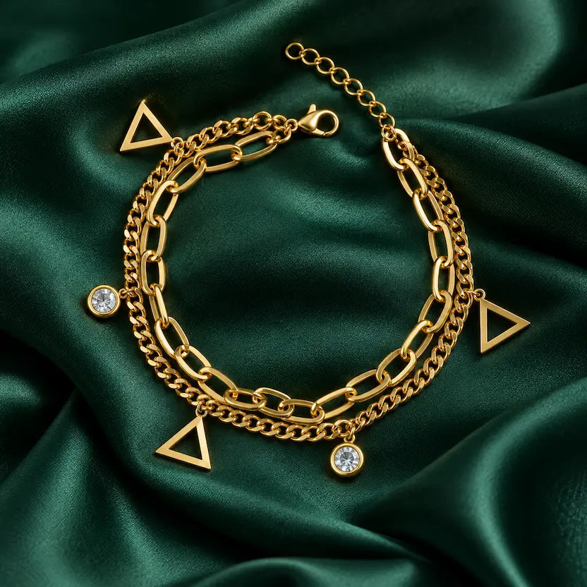 Layered Triangle Charm Bracelet