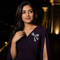 Purple Crystal Bow Silver-Tone Statement Brooch