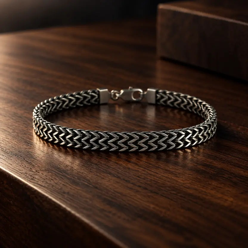 Polished Leaf-Link Men's Bracelet