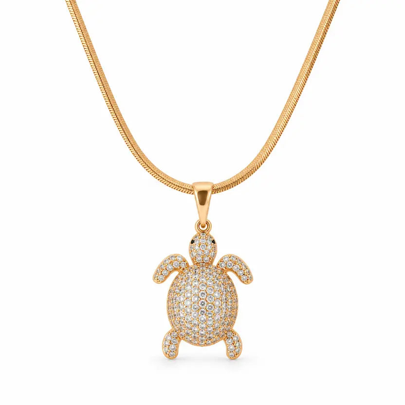 Turtle Pendant Snake Chain Necklace