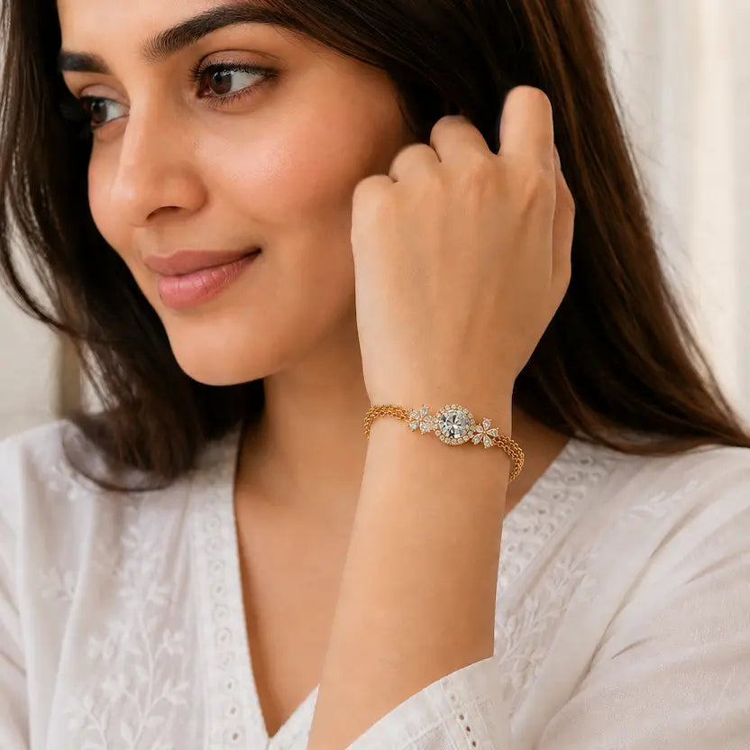 Solitaire Oval Layered Bracelet