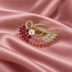 Pearl Blush Leaf Swirl Brooch