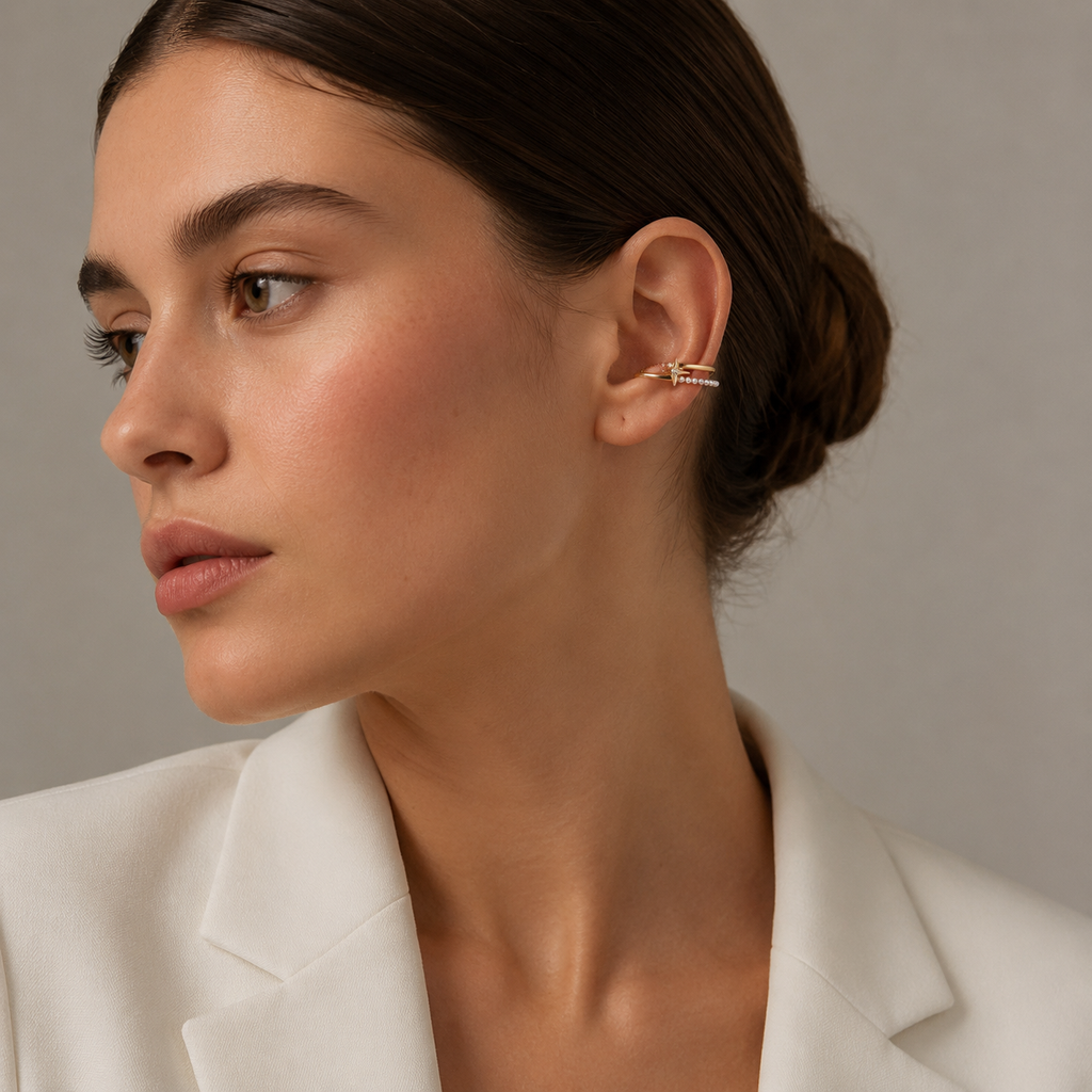 Pearl Starburst Gold-Tone Layered Ear Cuff