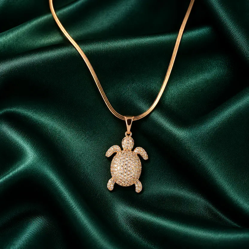Turtle Pendant Snake Chain Necklace