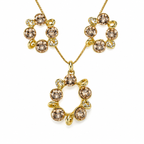 Champagne Round Crystal Necklace and Earrings Set