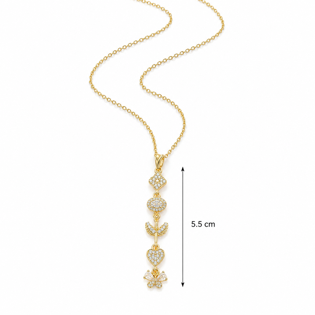 Crystal Charm Drop Gold-Tone Necklace