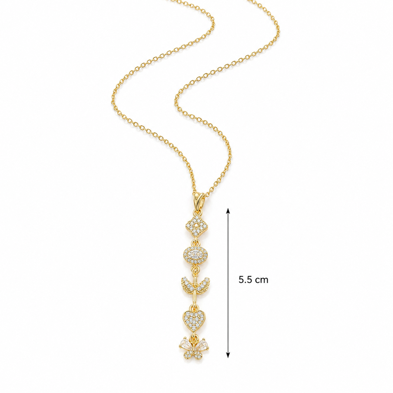 Crystal Charm Drop Gold-Tone Necklace