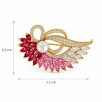 Pearl Blush Leaf Swirl Brooch