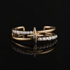 Pearl Starburst Gold-Tone Layered Ear Cuff