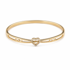 Crystal Heart Rose-Gold Tone Bangle Bracelet
