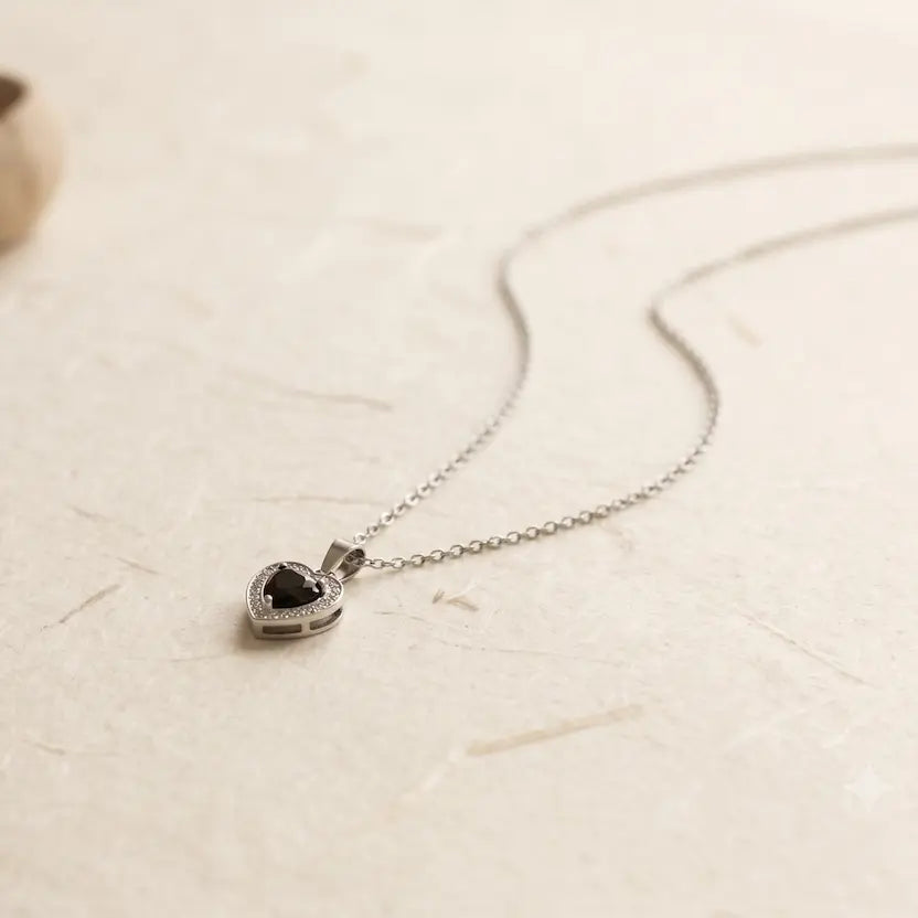 Midnight Heart Halo Necklace
