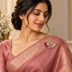 Pearl Blush Leaf Swirl Brooch