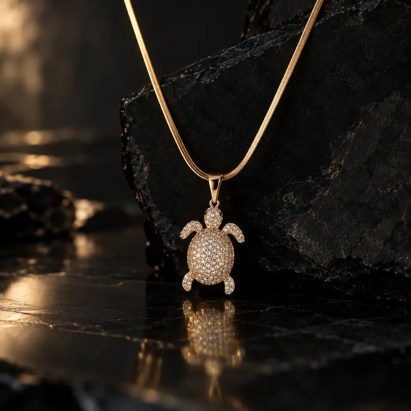 Turtle Pendant Snake Chain Necklace