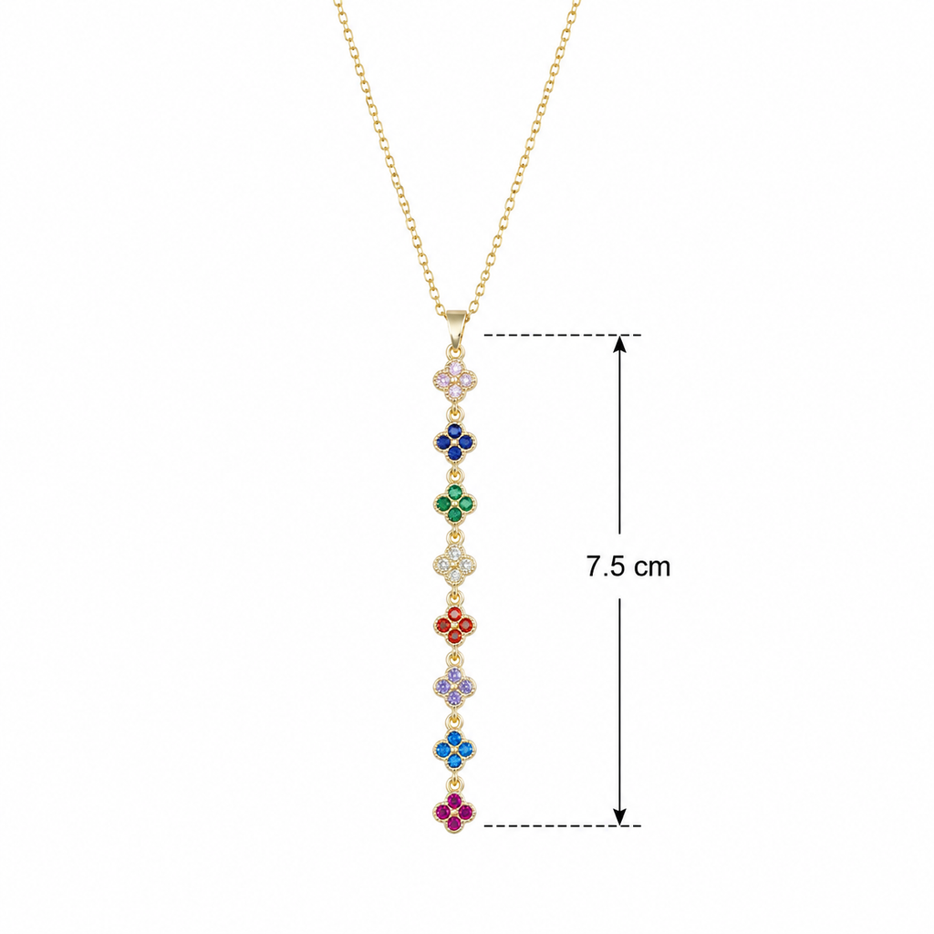 Multicolour Clover Drop Gold-Tone Necklace