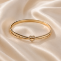 Crystal Heart Rose-Gold Tone Bangle Bracelet