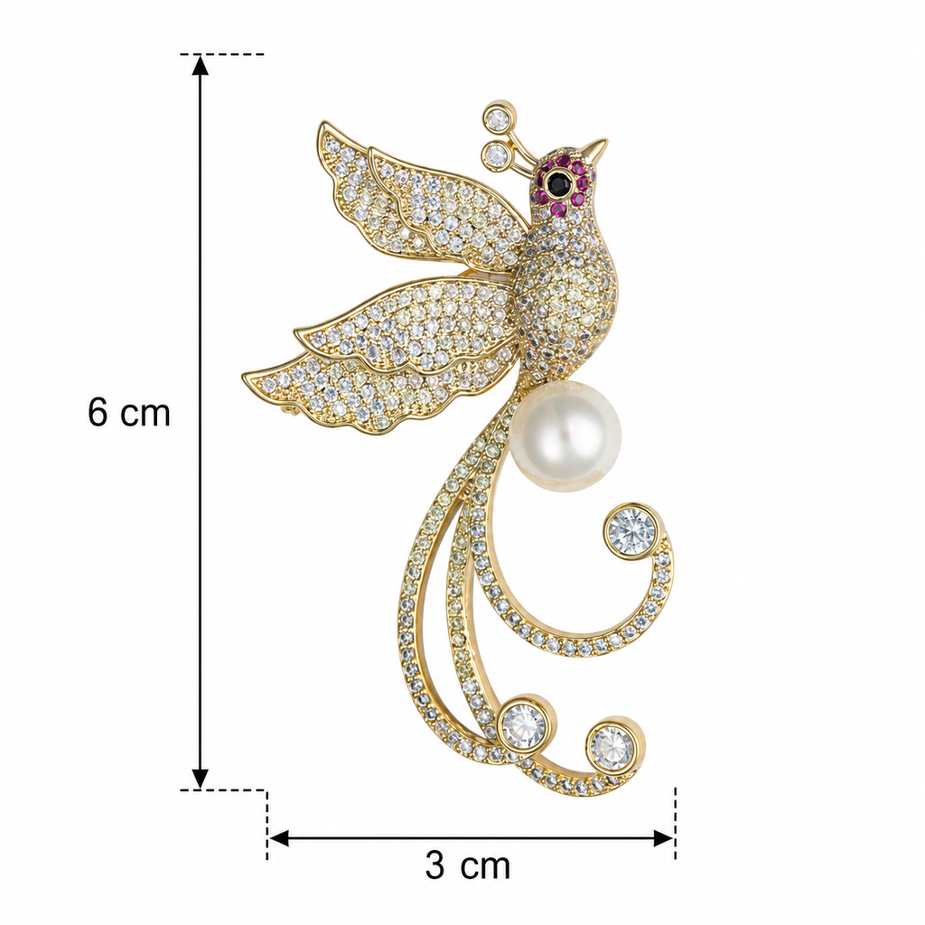 Crystal Pavé Peacock Pearl Gold-Tone Brooch