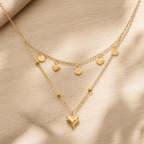 Heart and Disc Stack Necklace